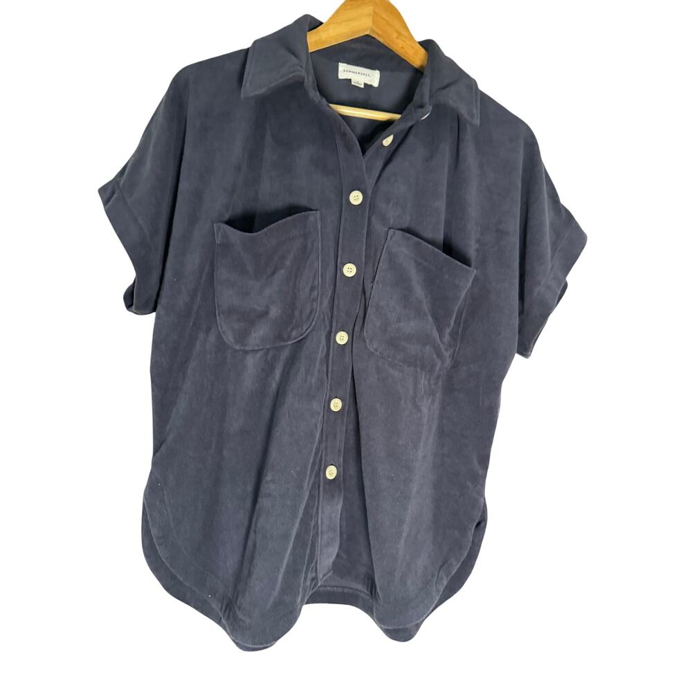 Summersalt Navy Blue Terrycloth Top Medium
